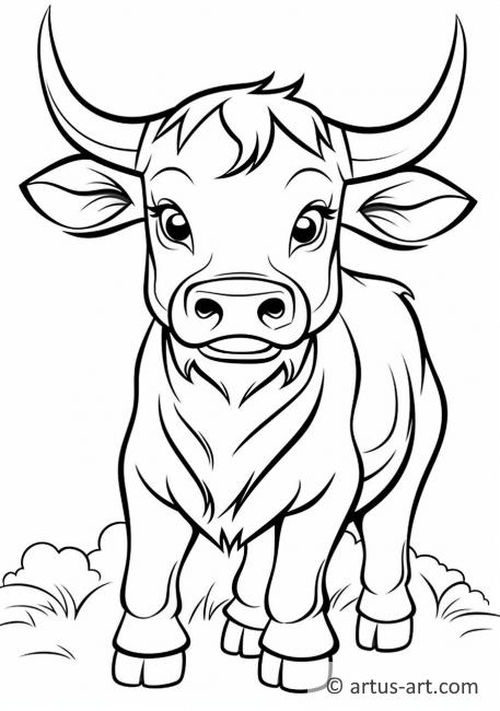 Page de coloriage mignonne de Longhorn pour enfants